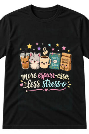 More Espurr Esso Less Stress O Coffee Cats Tshirt