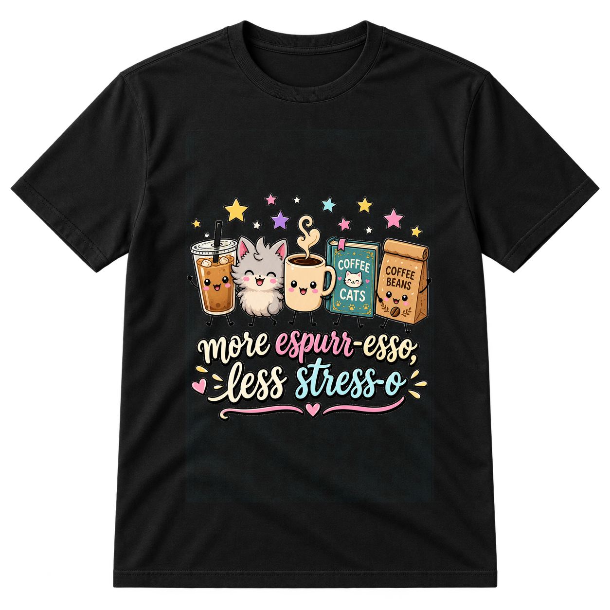 More Espurr Esso Less Stress O Coffee Cats Tshirt