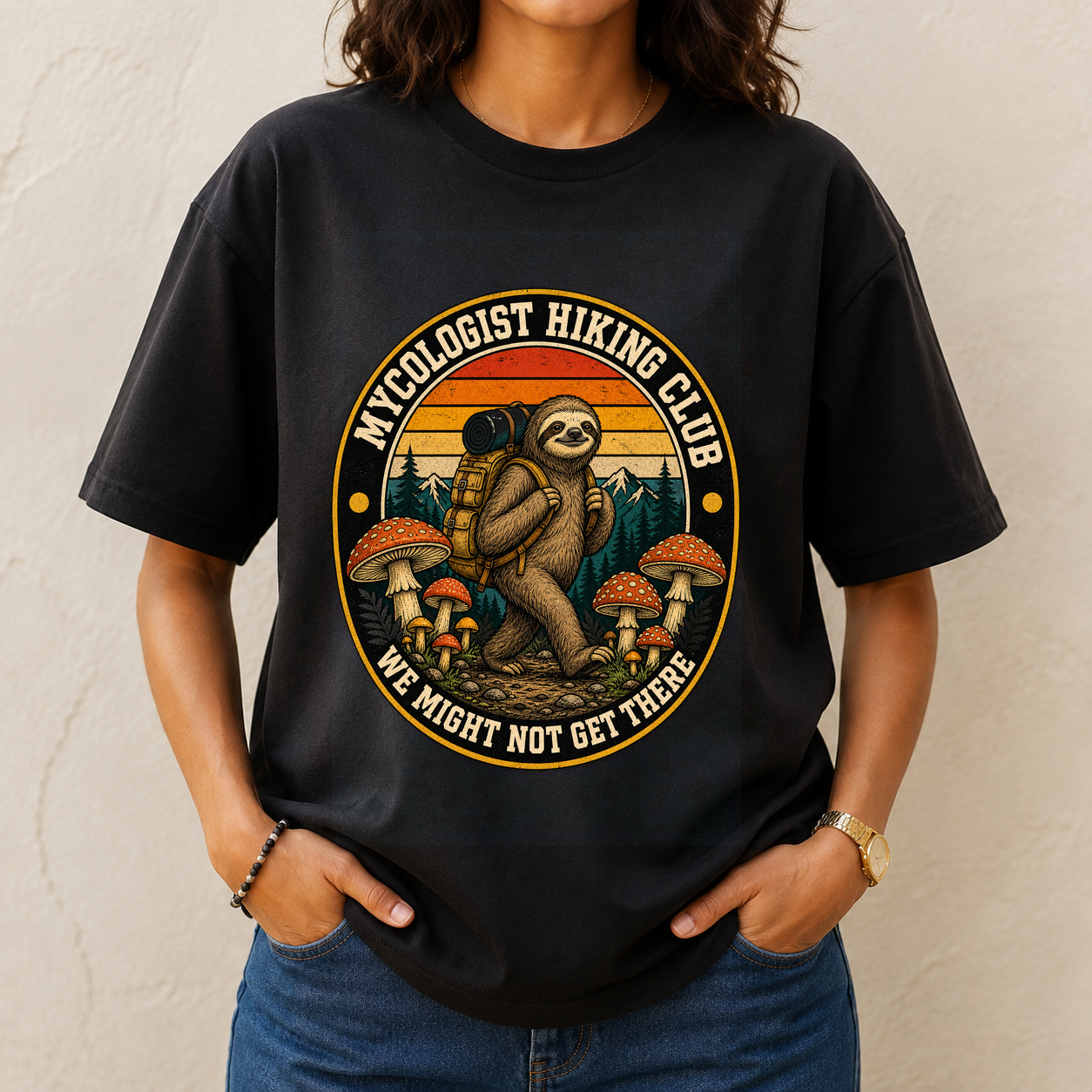Mycologist Hiking Club Sloth Tshirt
