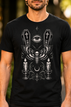 Mystical Moth Ouija Tattoo Design Tshirt