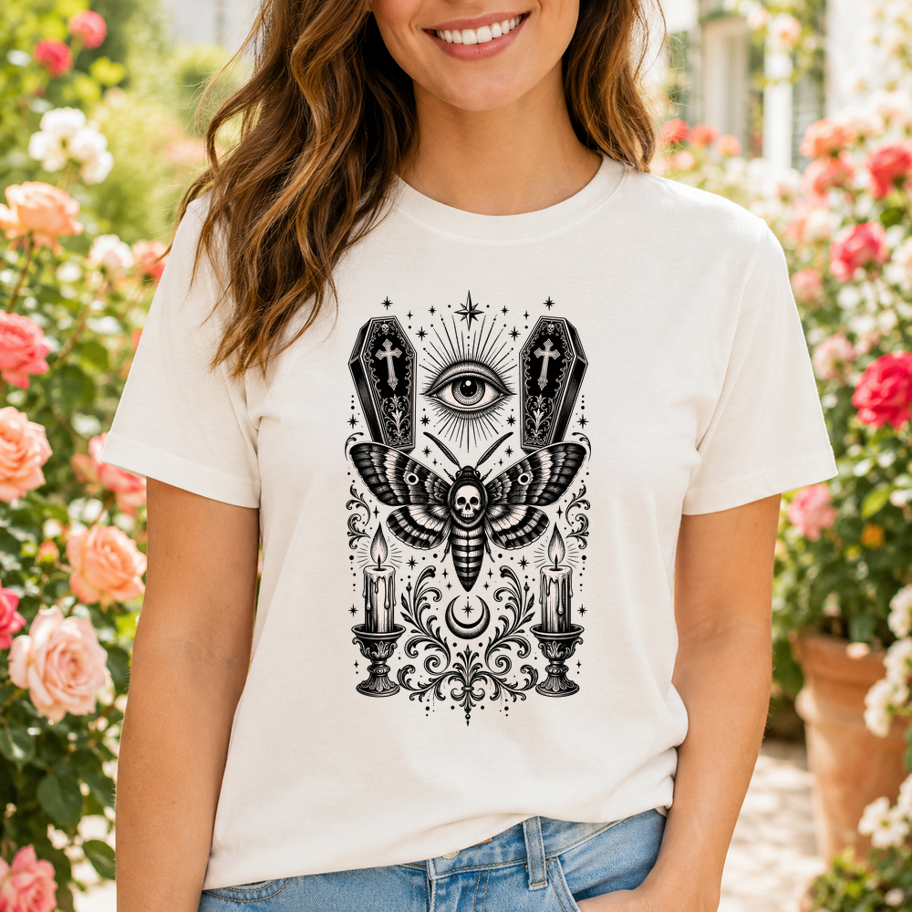 Mystical Moth Ouija Tattoo Design Tshirt