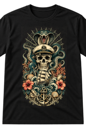 Nautical Skull Serpent Captain Tshirt