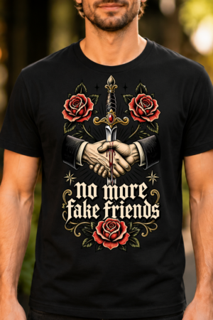 No More Fake Friends Dagger Rose Tattoo Tshirt