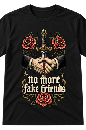 No More Fake Friends Dagger Rose Tattoo Tshirt