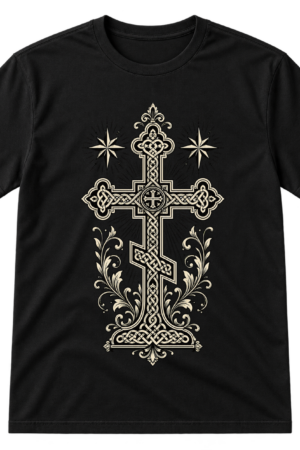 Ornate Orthodox Cross With Stars Tshirt