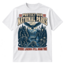 Vintage Protect Our National Parks design with cryptid creatures in a moonlit forest and the phrase Where Legends Still Roam Free.