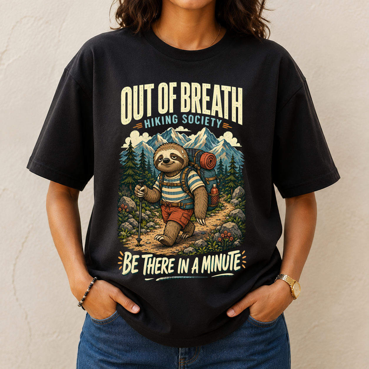 Out Of Breath Hiking Society Sloth Tshirt