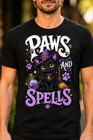 Paws And Spells Witch Cat Tshirt