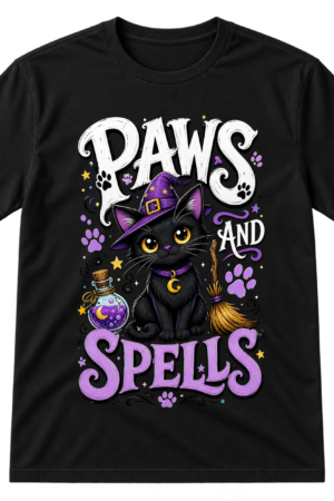 Paws And Spells Witch Cat Tshirt