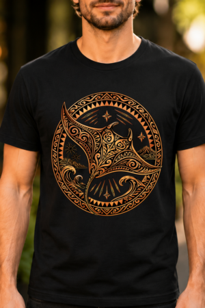 Polynesian Manta Ray Tribal Design Tshirt