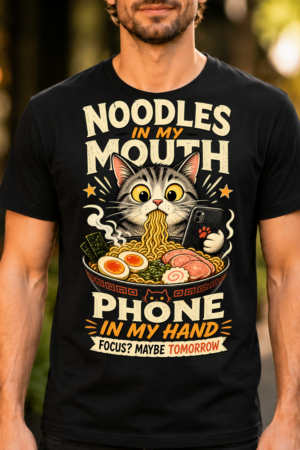 Ramen Cat Phone Illustration Tshirt
