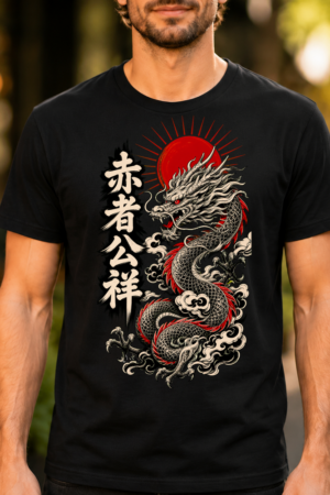 Red Dragon Rising Sun Tshirt