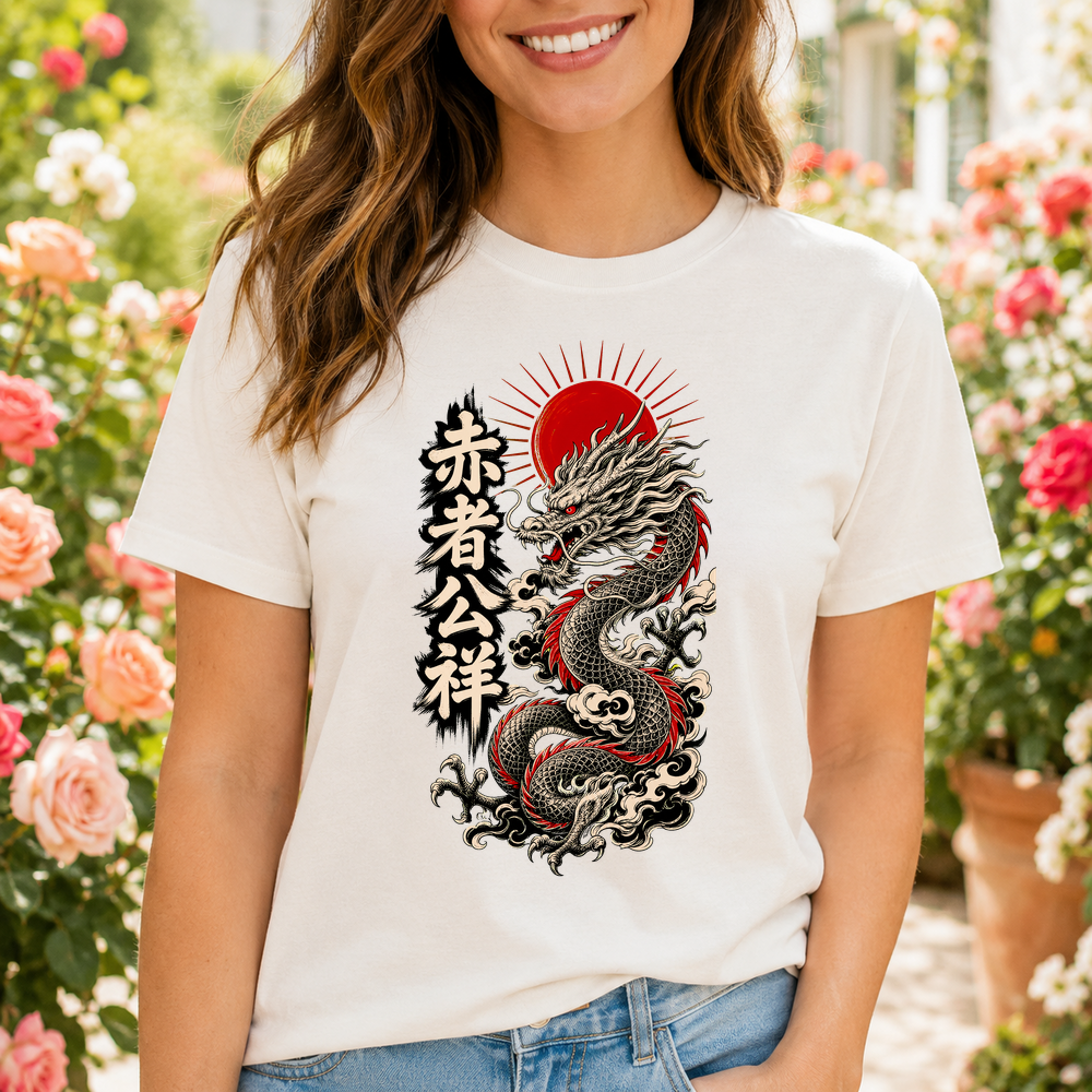 Red Dragon Rising Sun Tshirt