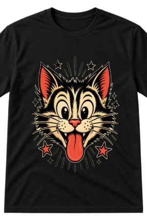 Retro Cartoon Cat Tongue Out Tshirt