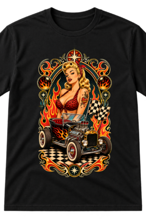 Retro Pinup Hot Rod Illustration Tshirt