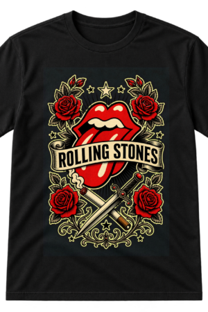 Rolling Stones Tongue Logo Roses Tshirt