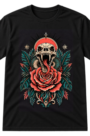 Serpent Rose Tattoo Style Tshirt