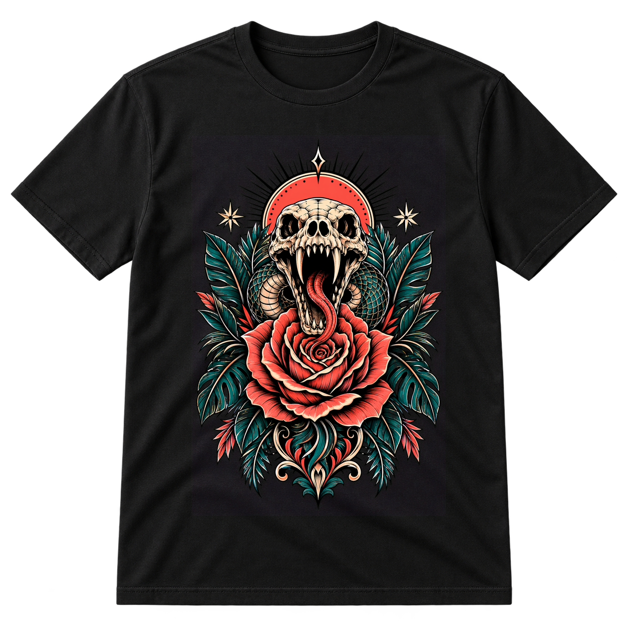 Serpent Rose Tattoo Style Tshirt
