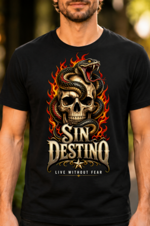 Sin Destino Skull Snake Flames Tshirt