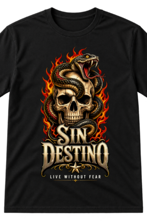 Sin Destino Skull Snake Flames Tshirt