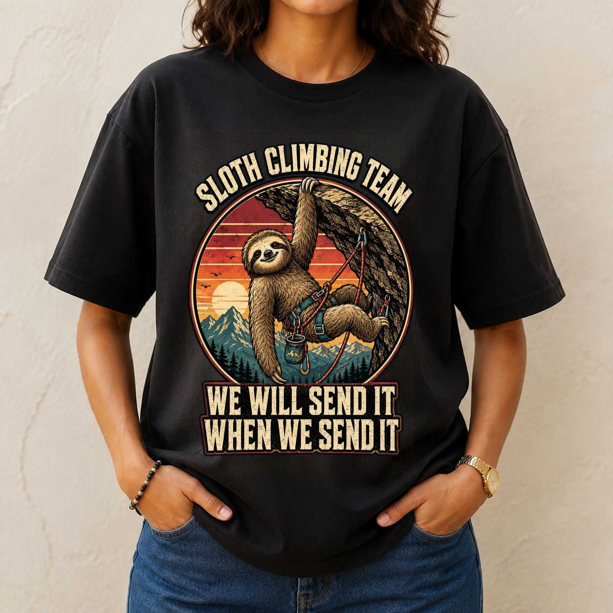 Sloth Climbing Team Send It Tshirt