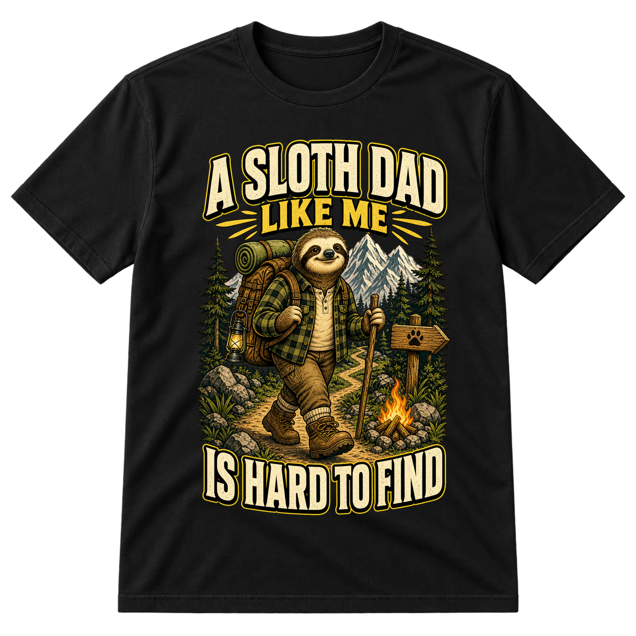 Sloth Dad Hiking Pun Tshirt