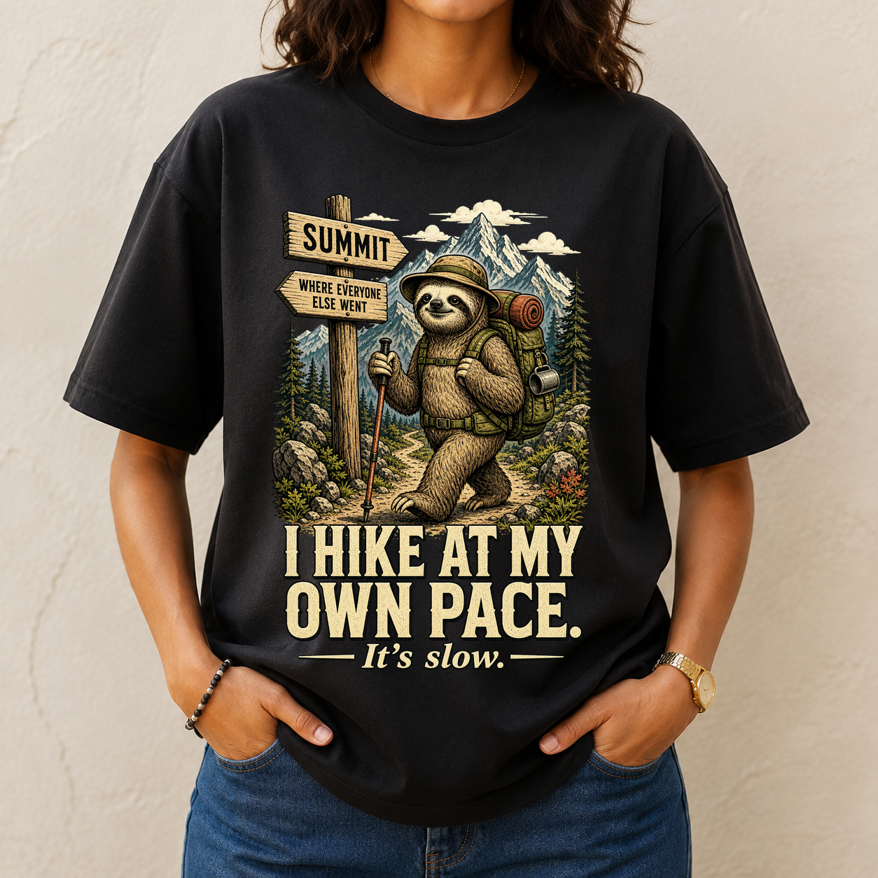 Sloth Hikes Own Pace Tshirt