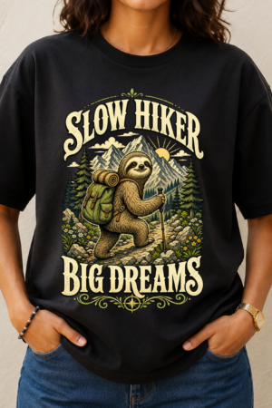 Slow Hiker Big Dreams Sloth Tshirt