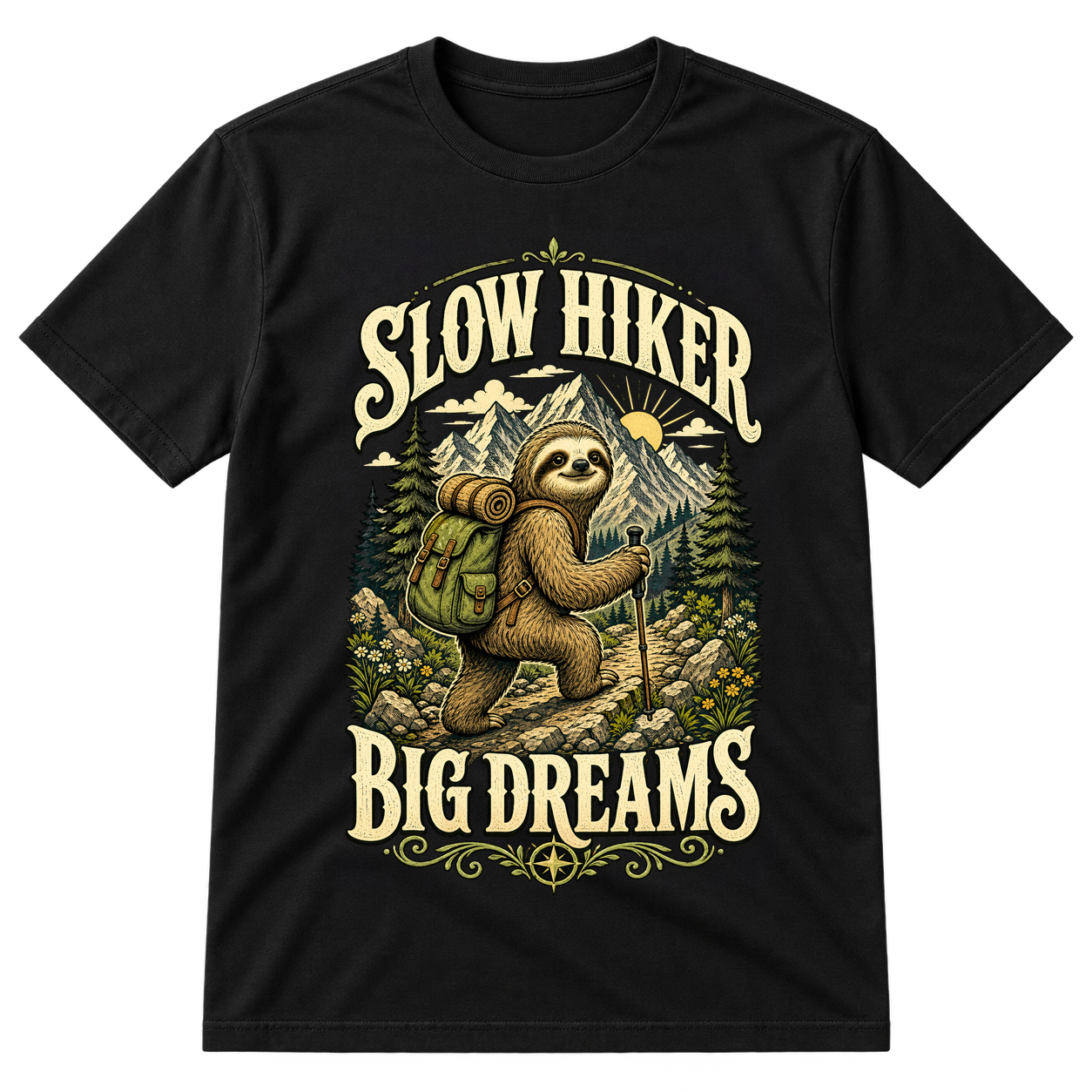Slow Hiker Big Dreams Sloth Tshirt