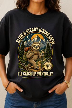 Slow Steady Hiking Sloth Tshirt
