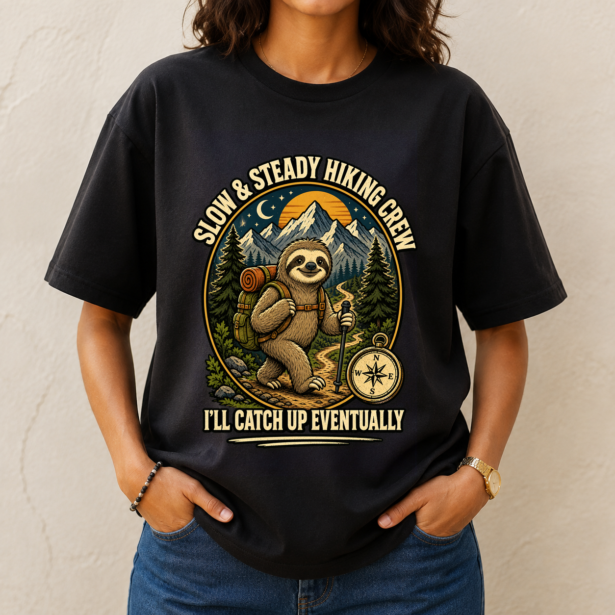 Slow Steady Hiking Sloth Tshirt