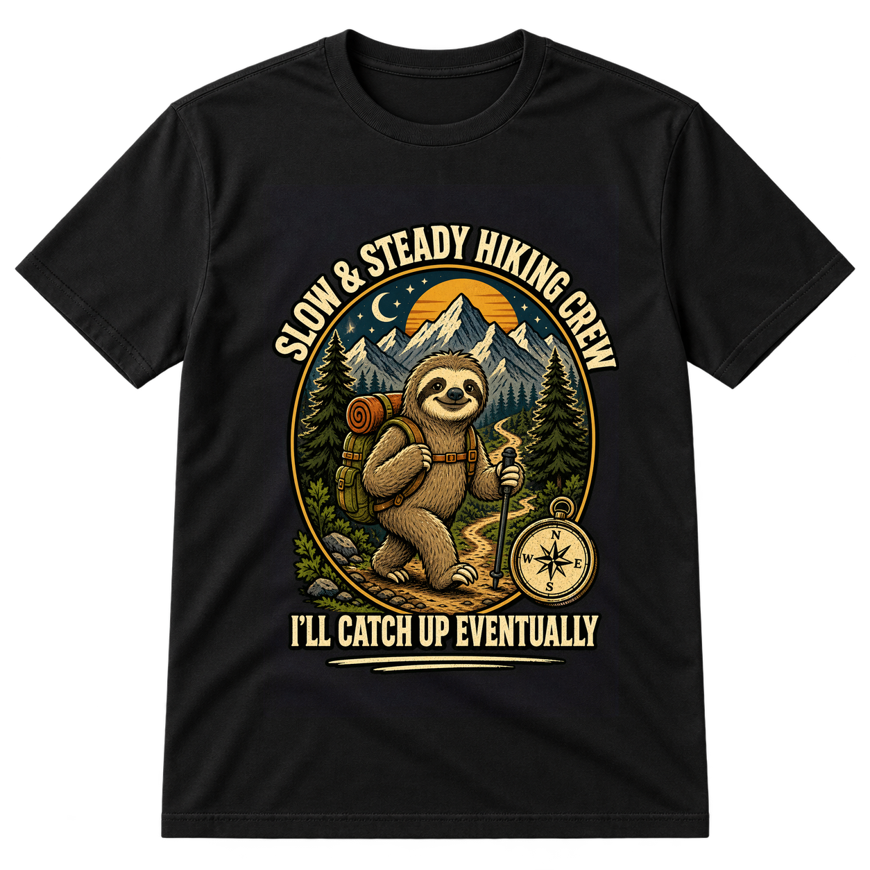 Slow Steady Hiking Sloth Tshirt