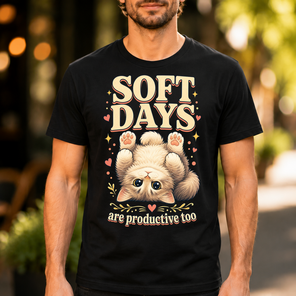 Soft Days Productive Cat Tshirt