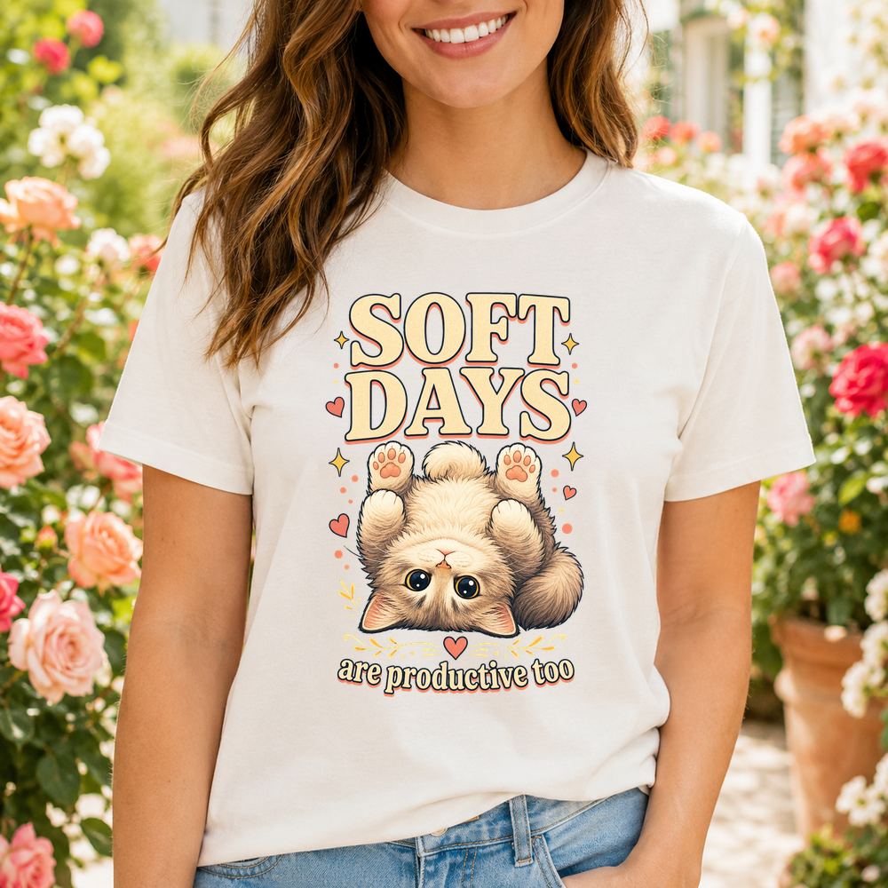 Soft Days Productive Cat Tshirt
