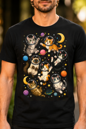 Space Cats Astronaut Illustration Tshirt