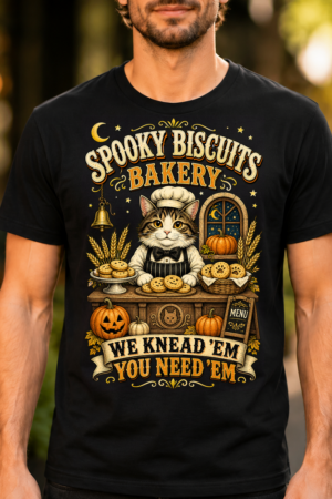 Spooky Biscuits Bakery Cat Tshirt