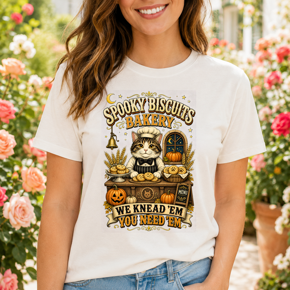 Spooky Biscuits Bakery Cat Tshirt