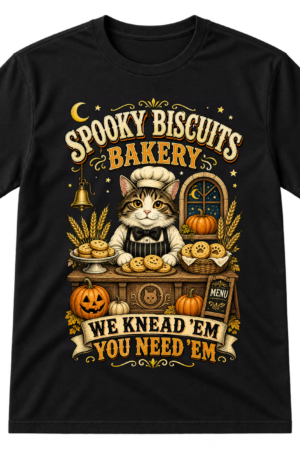 Spooky Biscuits Bakery Cat Tshirt