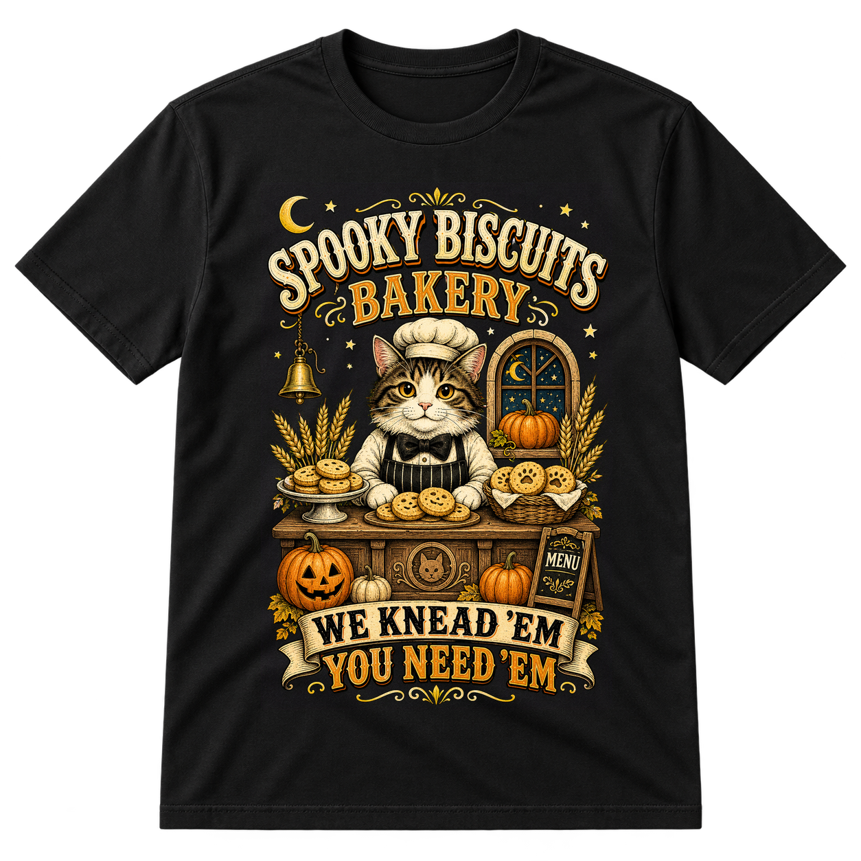 Spooky Biscuits Bakery Cat Tshirt