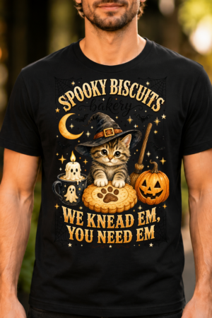 Spooky Biscuits Bakery Halloween Cat 2 Tshirt