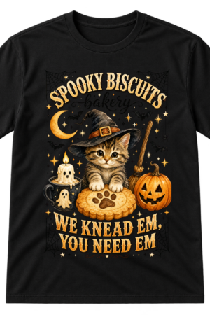 Spooky Biscuits Bakery Halloween Cat 2 Tshirt