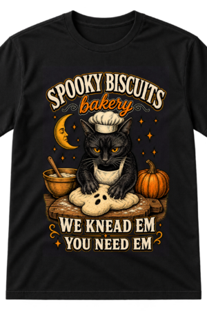 Spooky Biscuits Bakery Halloween Cat Tshirt