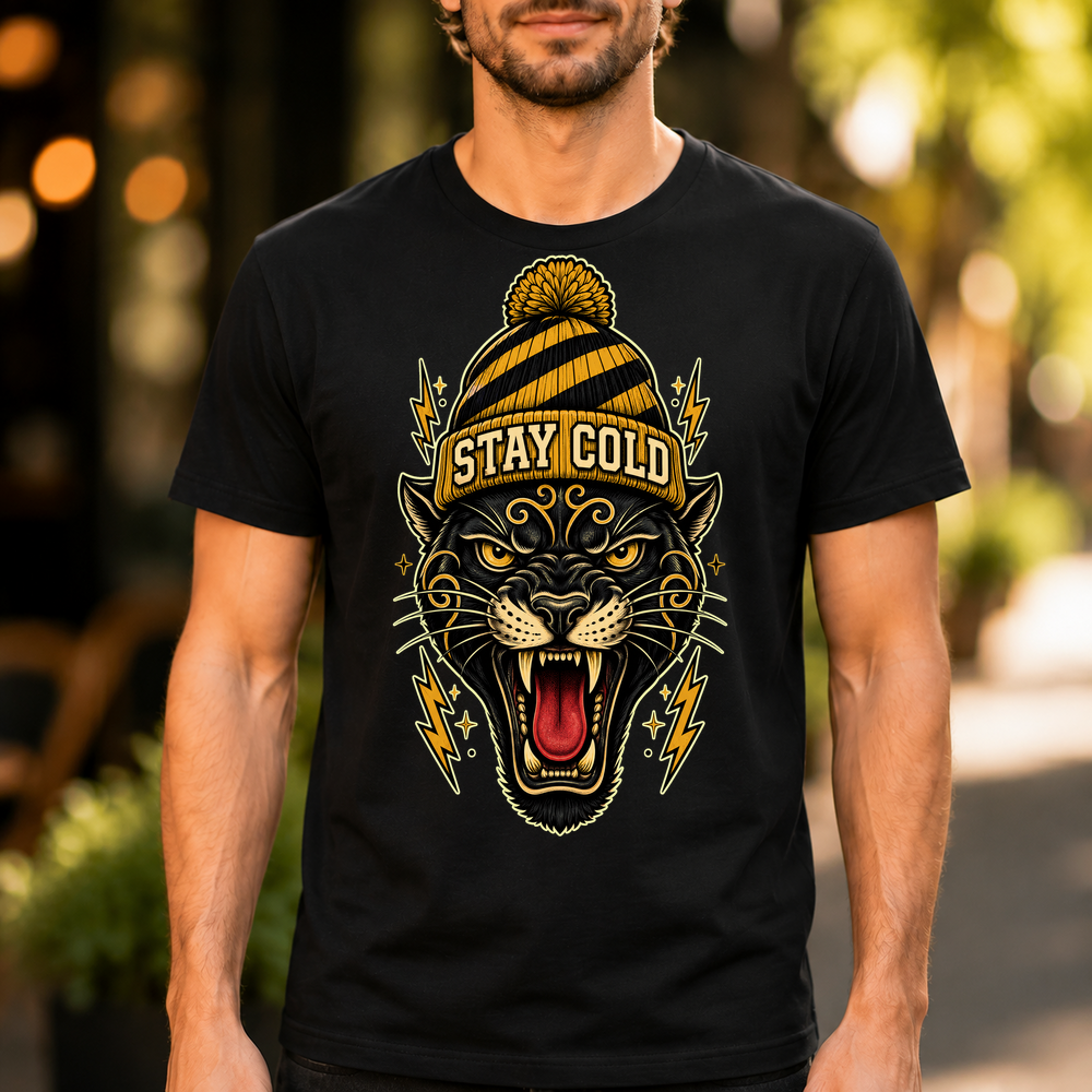 Stay Cold Beanie Panther Tattoo Tshirt