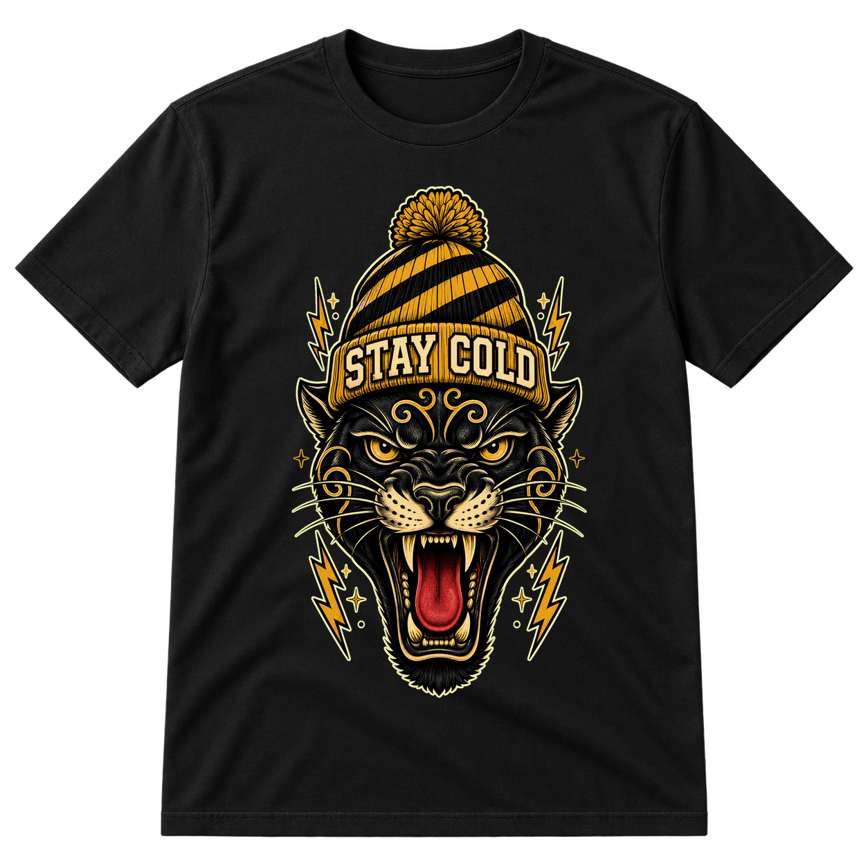 Stay Cold Beanie Panther Tattoo Tshirt