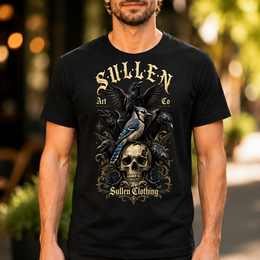 Sullen Art Co Birds Skull Design Tshirt