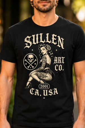 Sullen Art Co Pin Up Tattoo Design Tshirt