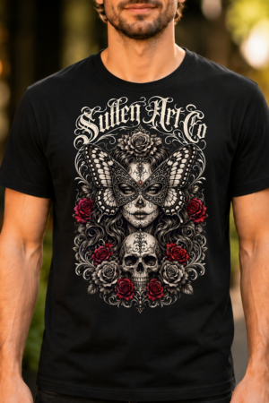 Sullen Art Co Skull Butterfly Woman Tshirt