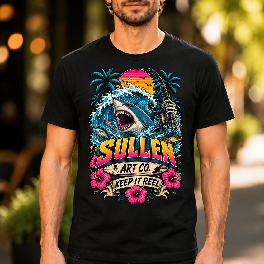 Sullen Art Co Tropical Shark Wave Tshirt