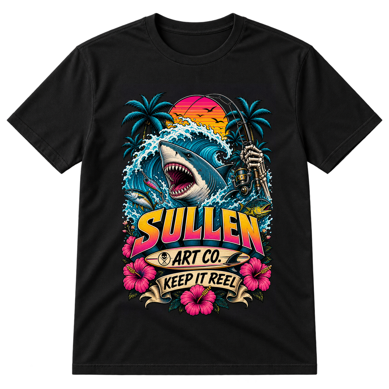 Sullen Art Co Tropical Shark Wave Tshirt