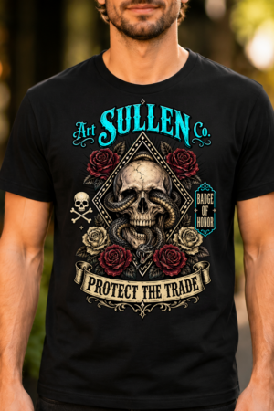Sullen Art Skull Snake Roses Tshirt